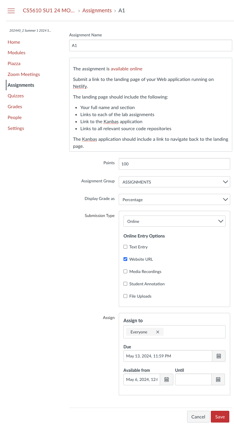 Target Assignment Editor screen